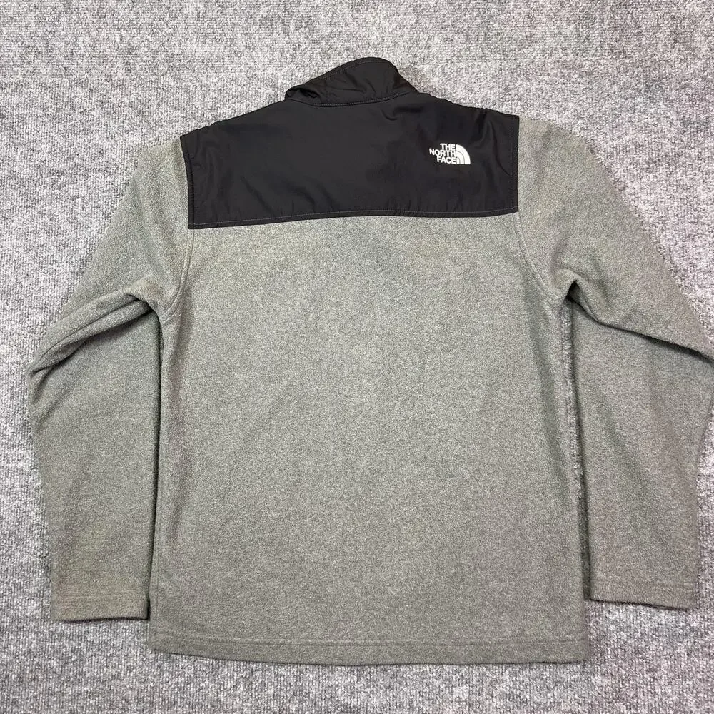 The North Face Jacket Boys Large 14/16 Gray Black Fleece Full Zip Chest Pocket